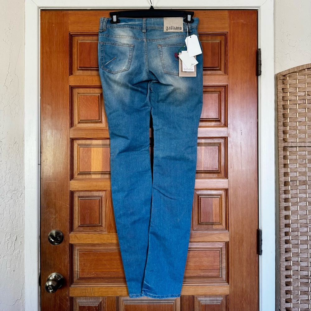 NWT LONG Galliano Donna crystal cherry slim jeans 30 - Picture 12 of 16